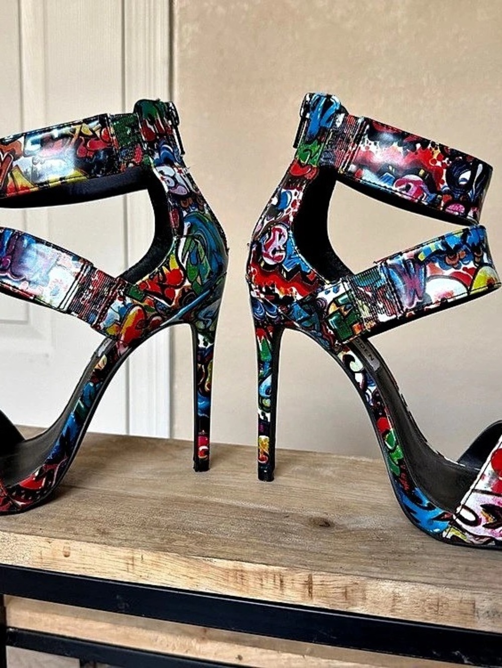 Steve Madden Multicolor Graffiti Print Heels
